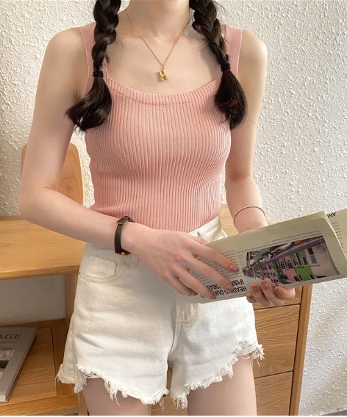 yuue' ( wear )（ユーイ）の「フロントスクエア タンクトップ（タンクトップ・レディース・ホワイト/ブラック/ベージュ/ライトピンク・FREE）」の14枚目の写真