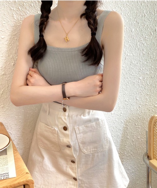 yuue' ( wear )（ユーイ）の「フロントスクエア タンクトップ（タンクトップ・レディース・ホワイト/ブラック/ベージュ/ライトピンク・FREE）」の15枚目の写真