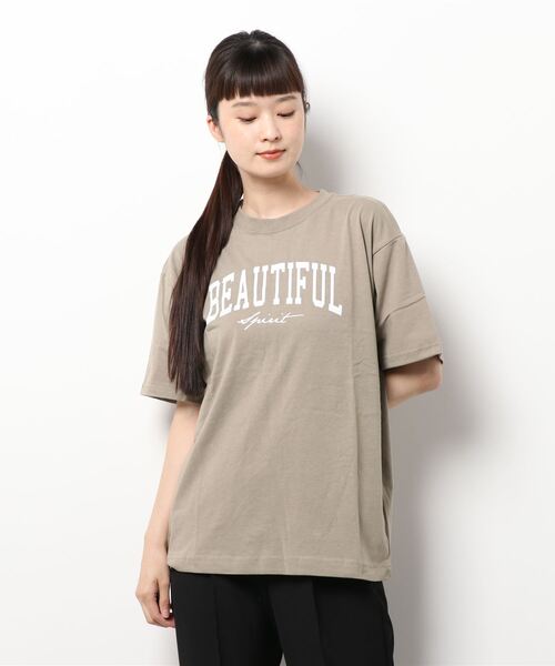 koe(コエ)の「プリントTシャツ*(Tシャツ/カットソー・レディース・ホワイト/チャコールグレー/サックスブルー/ライム/ライトグレー/ダークグレー/ライトブルー/C/B/A/D/グリーン/F/ベージュ/グレー/E・S/M/L)」の7枚目の写真