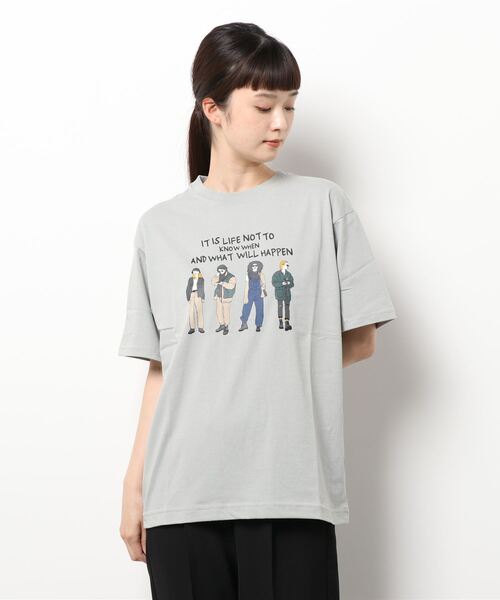 koe(コエ)の「プリントTシャツ*(Tシャツ/カットソー・レディース・ホワイト/チャコールグレー/サックスブルー/ライム/ライトグレー/ダークグレー/ライトブルー/C/B/A/D/グリーン/F/ベージュ/グレー/E・S/M/L)」の5枚目の写真