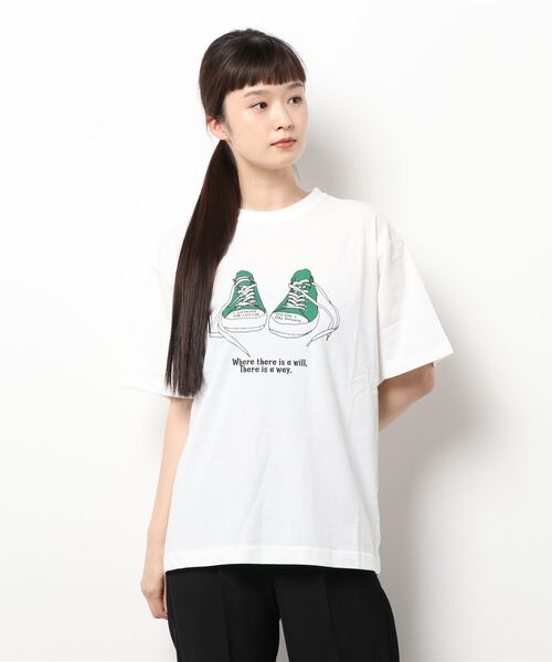 koe(コエ)の「プリントTシャツ*(Tシャツ/カットソー・レディース・ホワイト/チャコールグレー/サックスブルー/ライム/ライトグレー/ダークグレー/ライトブルー/C/B/A/D/グリーン/F/ベージュ/グレー/E・S/M/L)」の14枚目の写真