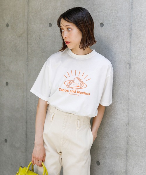 koe(コエ)の「プリントTシャツ*(Tシャツ/カットソー・レディース・ホワイト/チャコールグレー/サックスブルー/ライム/ライトグレー/ダークグレー/ライトブルー/C/B/A/D/グリーン/F/ベージュ/グレー/E・S/M/L)」の12枚目の写真