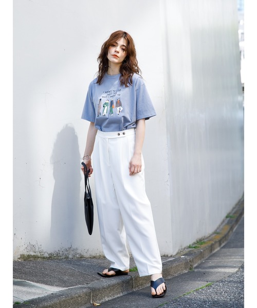 koe(コエ)の「プリントTシャツ*(Tシャツ/カットソー・レディース・ホワイト/チャコールグレー/サックスブルー/ライム/ライトグレー/ダークグレー/ライトブルー/C/B/A/D/グリーン/F/ベージュ/グレー/E・S/M/L)」の20枚目の写真