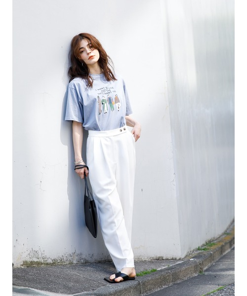 koe(コエ)の「プリントTシャツ*(Tシャツ/カットソー・レディース・ホワイト/チャコールグレー/サックスブルー/ライム/ライトグレー/ダークグレー/ライトブルー/C/B/A/D/グリーン/F/ベージュ/グレー/E・S/M/L)」の21枚目の写真