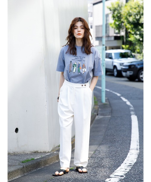 koe(コエ)の「プリントTシャツ*(Tシャツ/カットソー・レディース・ホワイト/チャコールグレー/サックスブルー/ライム/ライトグレー/ダークグレー/ライトブルー/C/B/A/D/グリーン/F/ベージュ/グレー/E・S/M/L)」の22枚目の写真