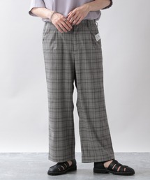 <セットアップ着用可能>TRストレッチ/グレンチェックワイドパンツ/933355