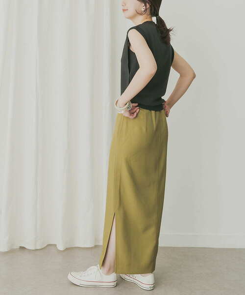 KBF（ケイビーエフ）の「KBF+　ポケットスリットロングスカート（スカート・レディース・ブラック/オリーブ/ベージュ系その他・ONE）」の6枚目の写真