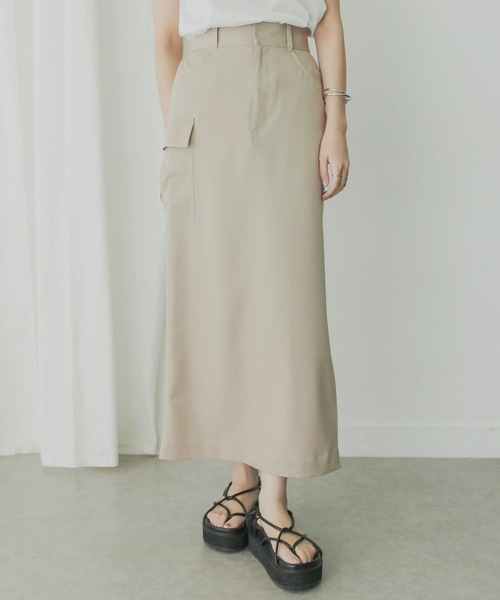 KBF（ケイビーエフ）の「KBF+　ポケットスリットロングスカート（スカート・レディース・ブラック/オリーブ/ベージュ系その他・ONE）」の8枚目の写真