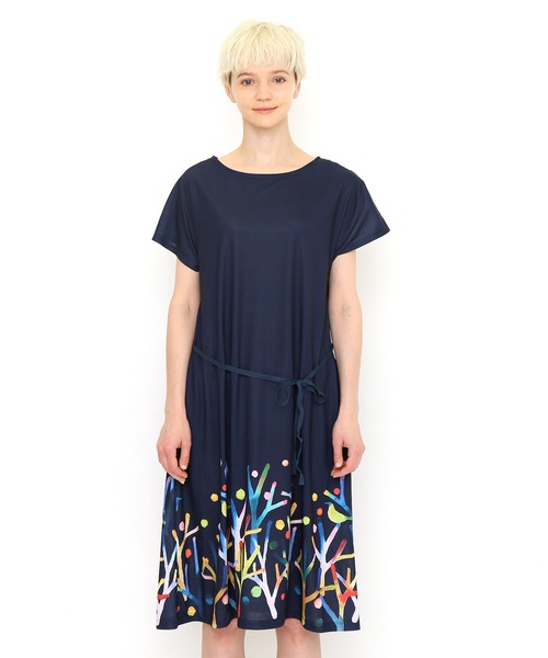 セール カラフルブランチス Aラインボートネックワンピース ネイビー ワンピース Design Tshirts Store Graniph デザイン ティーシャツ ストア グラニフ のファッション通販 Zozotown
