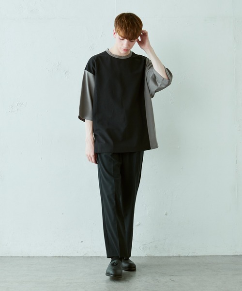 Lui's（ルイス）の「配色鹿の子切替ビッグTシャツ（Tシャツ/カットソー・メンズ・オリーブ/ブラック/ホワイト・FREE）」の15枚目の写真