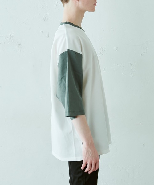 Lui's（ルイス）の「配色鹿の子切替ビッグTシャツ（Tシャツ/カットソー・メンズ・オリーブ/ブラック/ホワイト・FREE）」の13枚目の写真