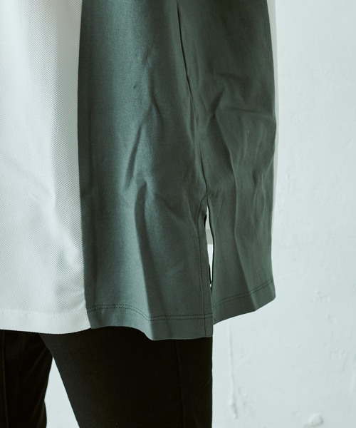 Lui's（ルイス）の「配色鹿の子切替ビッグTシャツ（Tシャツ/カットソー・メンズ・オリーブ/ブラック/ホワイト・FREE）」の9枚目の写真