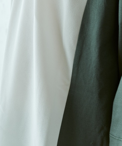 Lui's（ルイス）の「配色鹿の子切替ビッグTシャツ（Tシャツ/カットソー・メンズ・オリーブ/ブラック/ホワイト・FREE）」の11枚目の写真