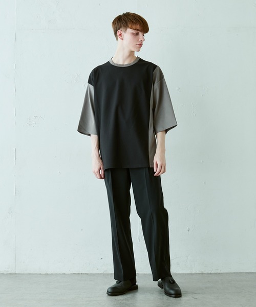 Lui's（ルイス）の「配色鹿の子切替ビッグTシャツ（Tシャツ/カットソー・メンズ・オリーブ/ブラック/ホワイト・FREE）」の20枚目の写真