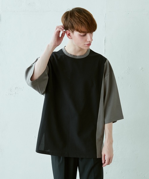 Lui's（ルイス）の「配色鹿の子切替ビッグTシャツ（Tシャツ/カットソー・メンズ・オリーブ/ブラック/ホワイト・FREE）」の17枚目の写真