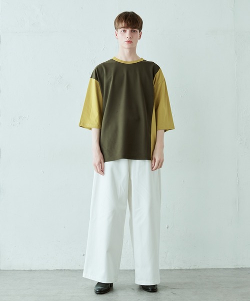 Lui's（ルイス）の「配色鹿の子切替ビッグTシャツ（Tシャツ/カットソー・メンズ・オリーブ/ブラック/ホワイト・FREE）」の12枚目の写真