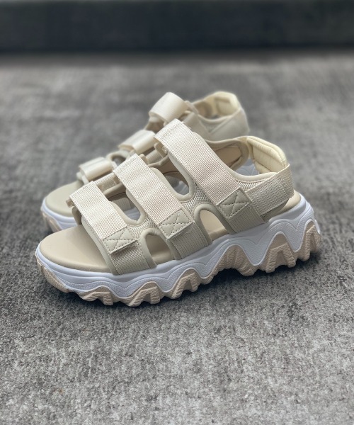 Shoes in Closet（シューズインクローゼット）の「厚底凹凸ボリュームソール ベルクロ厚底サンダル 《約4.5㎝ソール》7465（サンダル・レディース・ブラック/アイボリー・LL/S/M/L）」の22枚目の写真