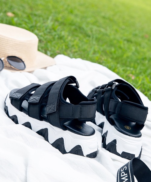 Shoes in Closet（シューズインクローゼット）の「厚底凹凸ボリュームソール ベルクロ厚底サンダル 《約4.5㎝ソール》7465（サンダル・レディース・ブラック/アイボリー・LL/S/M/L）」の11枚目の写真