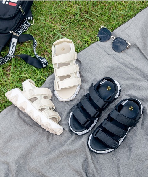 Shoes in Closet（シューズインクローゼット）の「厚底凹凸ボリュームソール ベルクロ厚底サンダル 《約4.5㎝ソール》7465（サンダル・レディース・ブラック/アイボリー・LL/S/M/L）」の14枚目の写真