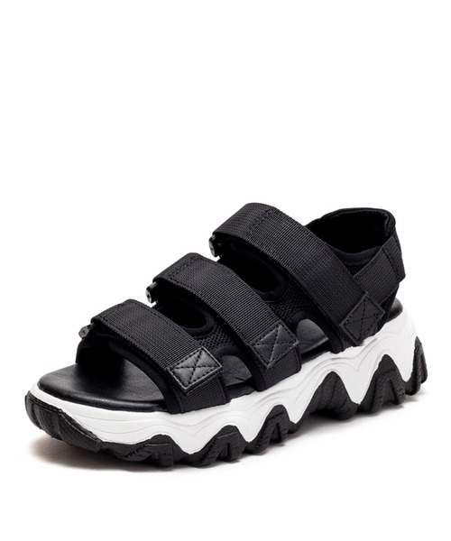 Shoes in Closet（シューズインクローゼット）の「厚底凹凸ボリュームソール ベルクロ厚底サンダル 《約4.5㎝ソール》7465（サンダル・レディース・ブラック/アイボリー・LL/S/M/L）」の15枚目の写真