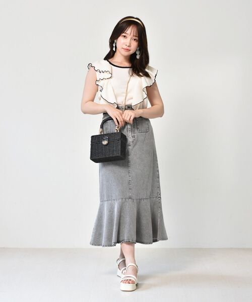 ems excite（エムズエキサイト）の「ペーパースクエアBAG（ショルダーバッグ・レディース・アイボリー/ベージュ/ブラック・FREE）」の6枚目の写真