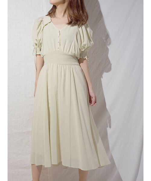 MERCURYDUO（マーキュリーデュオ）の「ボリュームスリーブシャーリングシャツワンピース（ワンピース・レディース・ベージュ/ライム/ブラック・FREE）」の11枚目の写真