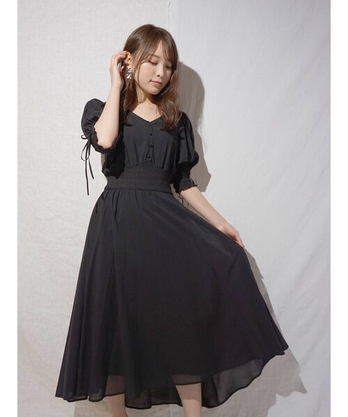 MERCURYDUO（マーキュリーデュオ）の「ボリュームスリーブシャーリングシャツワンピース（ワンピース・レディース・ベージュ/ライム/ブラック・FREE）」の12枚目の写真