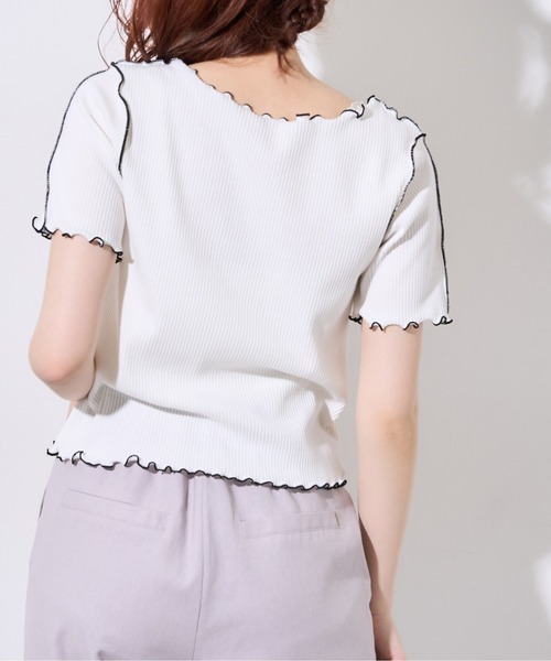 OLIVE des OLIVE（オリーブデオリーブ）の「メロウテレコTシャツ（Tシャツ/カットソー・レディース・ライトグレー/オフホワイト/アイボリー・FREE）」の6枚目の写真