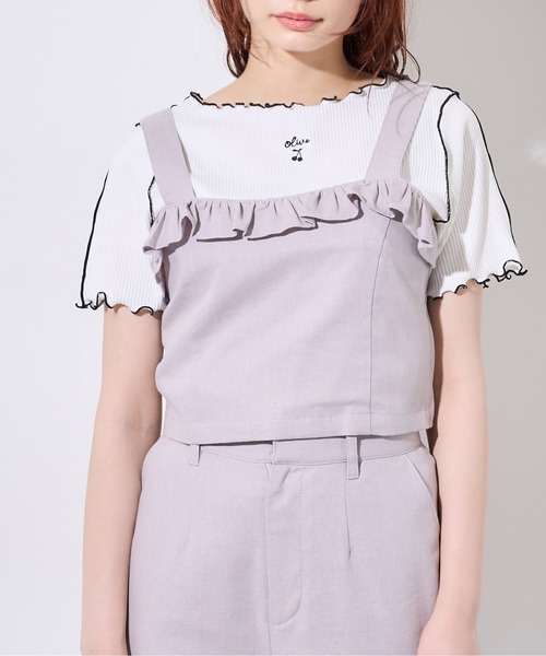 OLIVE des OLIVE（オリーブデオリーブ）の「メロウテレコTシャツ（Tシャツ/カットソー・レディース・ライトグレー/オフホワイト/アイボリー・FREE）」の7枚目の写真