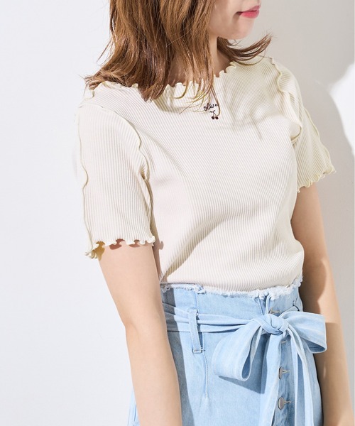 OLIVE des OLIVE（オリーブデオリーブ）の「メロウテレコTシャツ（Tシャツ/カットソー・レディース・ライトグレー/オフホワイト/アイボリー・FREE）」の14枚目の写真