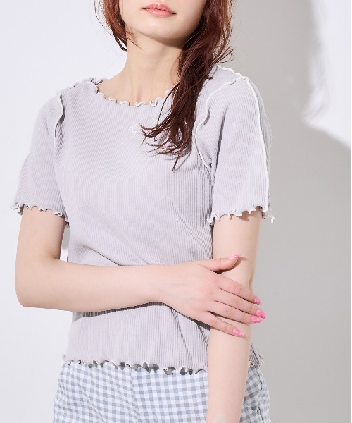 OLIVE des OLIVE（オリーブデオリーブ）の「メロウテレコTシャツ（Tシャツ/カットソー・レディース・ライトグレー/オフホワイト/アイボリー・FREE）」の18枚目の写真