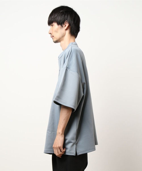 Bling Leads（ブリングリーズ）の「【Bk】【Bling leads】ビッグシルエット5分袖バンドカラーシャツ（シャツ/ブラウス・メンズ・ホワイト/ブラック/グレイッシュベージュ/グレイッシュブルー・MEDIUM/LARGE）」の14枚目の写真