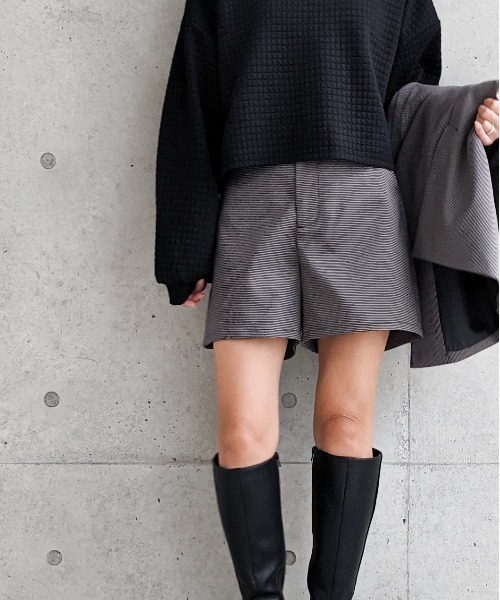 Per sist ence(パーシエンス)の「マイクロチェックショートパンツ(その他パンツ・レディース・ブラック/ベージュ/アイボリー・FREE)」の2枚目の写真