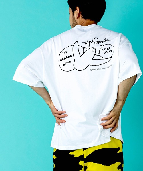 Mark Gonzales(マーク・ゴンザレス)の「Mark Gonzales(マーク ゴンザレス) グラフィックプリントハーフスリーブカットソー×5type(Tシャツ/カットソー・メンズ・ホワイト系1/ホワイト系2/ホワイト系3/ホワイト系4/ホワイト系5/ブラック系1/ブラック系2/ブラック系3/ブラック系4/ブラック系5・M/L/XL)」の4枚目の写真