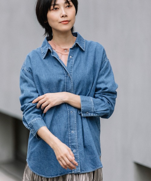 Munich（ミューニック）の「8oz7イヤースラブデニムバックタックシャツ（シャツ/ブラウス・レディース・インディゴブルー・FREE）」の9枚目の写真