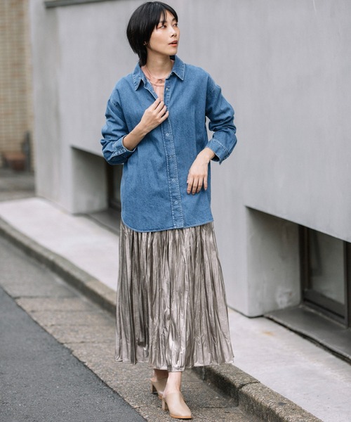 Munich（ミューニック）の「8oz7イヤースラブデニムバックタックシャツ（シャツ/ブラウス・レディース・インディゴブルー・FREE）」の3枚目の写真