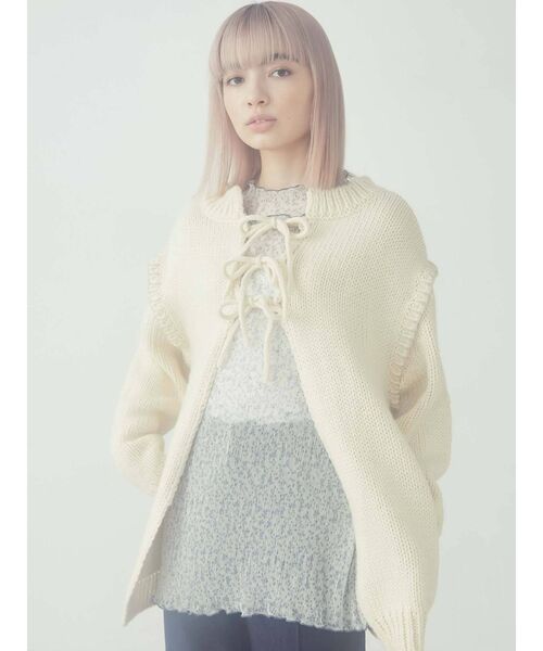 merry jenny（メリージェニー）の「ステッチ3wayリボンニットカーディガン（カーディガン/ボレロ・レディース・ブラック/アイボリー/ライトブラウン・FREE）」の21枚目の写真