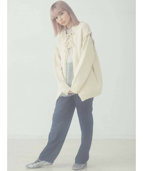 merry jenny（メリージェニー）の「ステッチ3wayリボンニットカーディガン（カーディガン/ボレロ・レディース・ブラック/アイボリー/ライトブラウン・FREE）」の16枚目の写真