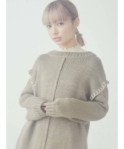 merry jenny（メリージェニー）の「ステッチ3wayリボンニットカーディガン（カーディガン/ボレロ・レディース・ブラック/アイボリー/ライトブラウン・FREE）」の5枚目の写真