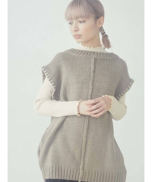 merry jenny（メリージェニー）の「ステッチ3wayリボンニットカーディガン（カーディガン/ボレロ・レディース・ブラック/アイボリー/ライトブラウン・FREE）」の12枚目の写真