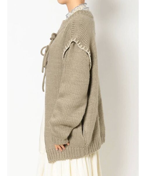 merry jenny（メリージェニー）の「ステッチ3wayリボンニットカーディガン（カーディガン/ボレロ・レディース・ブラック/アイボリー/ライトブラウン・FREE）」の7枚目の写真