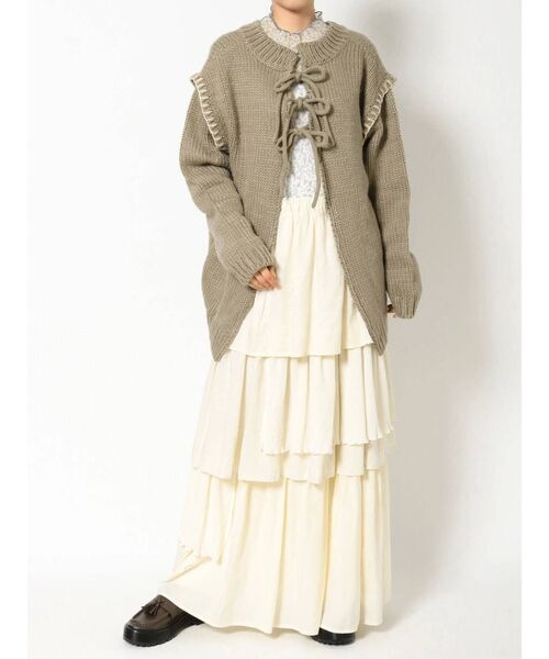 merry jenny（メリージェニー）の「ステッチ3wayリボンニットカーディガン（カーディガン/ボレロ・レディース・ブラック/アイボリー/ライトブラウン・FREE）」の8枚目の写真