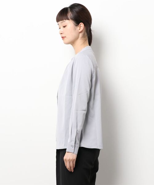 m.f.editorial（エムエフエディトリアル）の「＊エムエフエディトリアルレディース/m.f.editorial：Women バンドカラー 比翼長袖ブラウス（シャツ/ブラウス・レディース・グレー・MEDIUM/LARGE）」の3枚目の写真