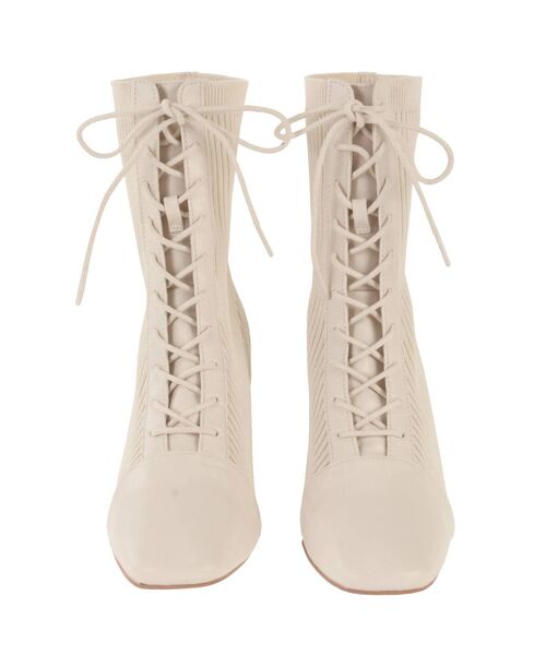MERCURYDUO（マーキュリーデュオ）の「レースアップニットブーツ（ブーツ・レディース・アイボリー/ブラック/ベージュ・36/38）」の11枚目の写真
