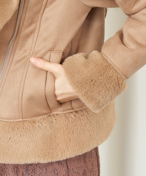 MIIA（ミーア）の「フェイクムートンジャケット（ムートンコート・レディース・ブラック/オフホワイト/モカ・FREE）」の11枚目の写真