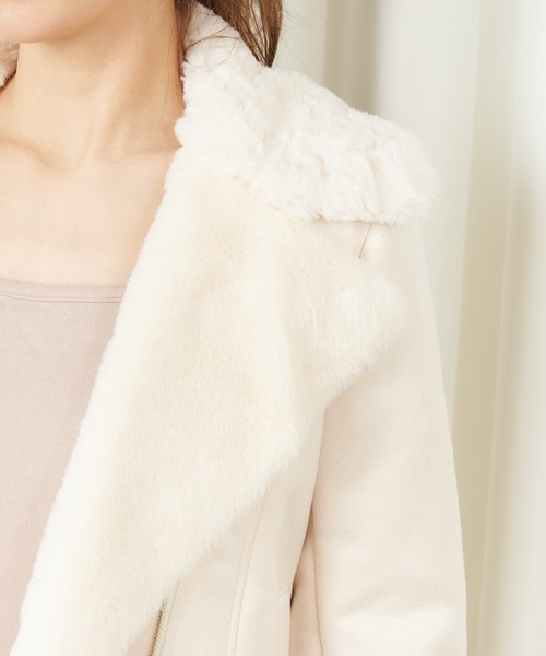 MIIA（ミーア）の「フェイクムートンジャケット（ムートンコート・レディース・ブラック/オフホワイト/モカ・FREE）」の8枚目の写真
