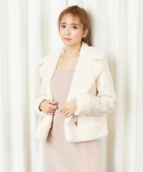 MIIA（ミーア）の「フェイクムートンジャケット（ムートンコート・レディース・ブラック/オフホワイト/モカ・FREE）」の20枚目の写真