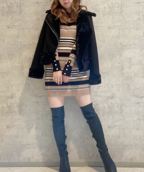 MIIA（ミーア）の「フェイクムートンジャケット（ムートンコート・レディース・ブラック/オフホワイト/モカ・FREE）」の15枚目の写真