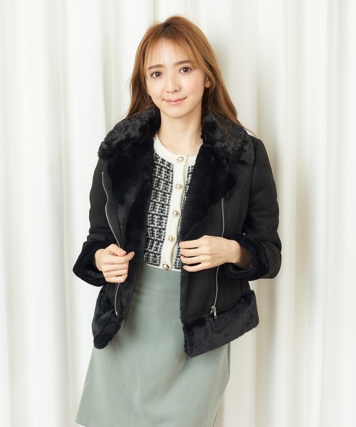 MIIA（ミーア）の「フェイクムートンジャケット（ムートンコート・レディース・ブラック/オフホワイト/モカ・FREE）」の17枚目の写真