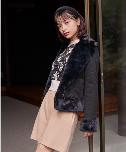 MIIA（ミーア）の「フェイクムートンジャケット（ムートンコート・レディース・ブラック/オフホワイト/モカ・FREE）」の19枚目の写真
